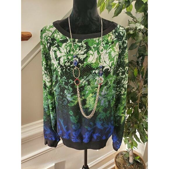 Sunset Rd Women's Multicolor 100% Polyester Round Neck Long Sleeve Shirt Size 12 - Picture 8 of 11